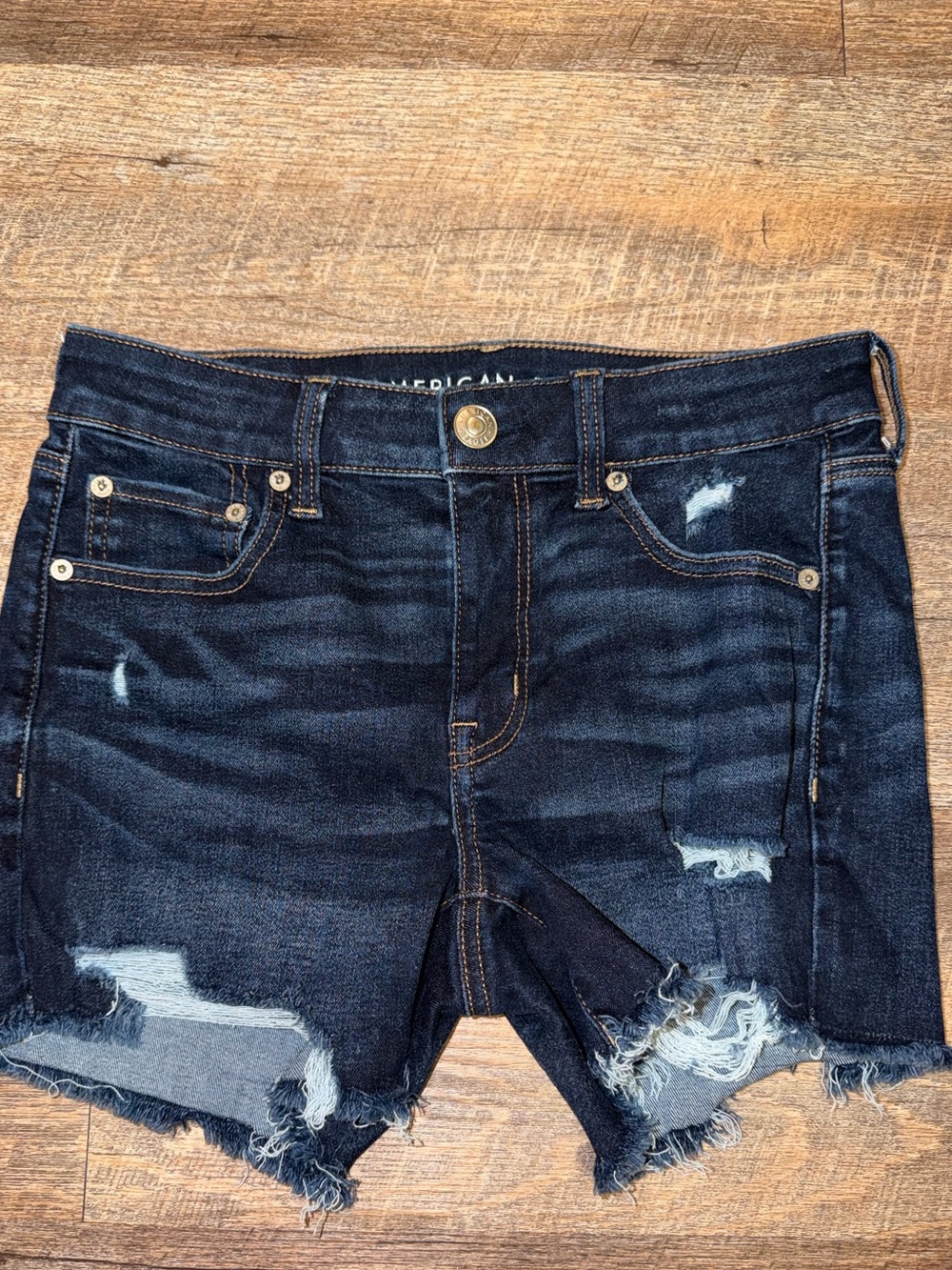 American Eagle Dark Wash Distressed Denim Cutoff Shorts Size [6]